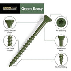 Deck Plus 3-1/2 Inch Epoxy Coated Exterior Wood and Fence Screws #10 x 3-1/2" Torx/Star Drive Included Coarse Thread, Outdoor Rust Resistant Decking Screw, Green, 1lb Box, 55 Pieces | 48407