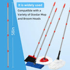 4-Section Spin Mop Replacement Handle，2.5-to-5 Foot Mop Stick Compatible with Triangle Spin Mop Base, Compatible with Ocedar Mop Handle for EasyWring Mop Refills (red)（Mop Head not Included）