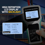 1800W Solar Panel Tester Photovoltaic Multimeter with Smart MPPT Detection for Solar PV Panel Data & Troubleshoot Measures, 24V | 48V | 120V Systems Overload Protection for PV Systems, Data Analysis