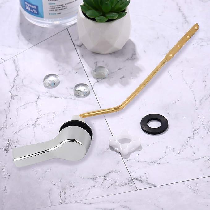 Hibbent 2 Pack Universal Side Mount Toilet Handle Angle-Mount Adjustable Trip Lever Tank Flush Lever Replacement Handle with 2 Pieces Stainless Steel Flapper Chains for Most Side Mount Toilets-Chrome