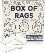 Recycled White T-Shirt Cleaning Rags (10.0 lbs. Box) – Shop Rags Bulk for Oil, Stain, Grease, Paint, and Auto Cleaning, Multipurpose