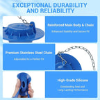 Universal Toilet Flapper Replacement 2 Inch - Compatible with Most American Standard Kohler Fluidmaster Toto Gerber Toilets Tank Water Saving Rubber Flush Valve Flapper with Stainless Chain Blue 1Pack