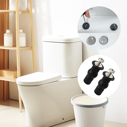 4 PCS Toilet Seat Hinge Bolts, Rubber Expansion Screws with Stainless Steel Hardware for Top Mount Toilet Seat Replacement