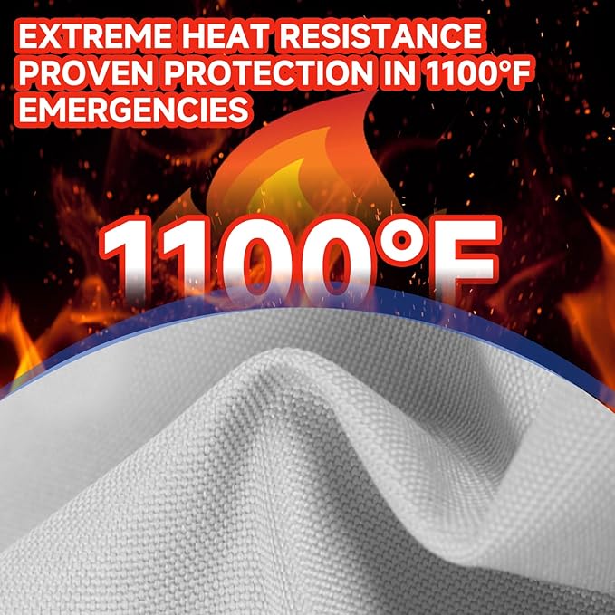20 Packs Fire Blanket – 39.37x39.37 Inches, 1100℉ Heat Resistant, Emergency Fire Suppression Blanket for Kitchen, Home, Car, Camping – Easy to Use, Non-Toxic, Reusable, Compact & Lightweight