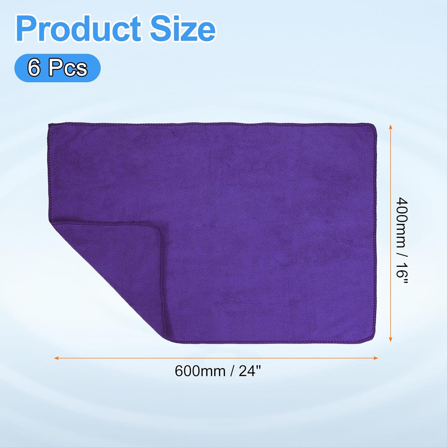 HARFINGTON 6 Pack Microfiber Cleaning Cloth, 24" x 16" Multi-Functional Cleaning Towels Reusable Absorbent Rags for Car Wash Kitchen Household Window Clean, Purple