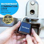 DELSWIN 4-Digit Combination Lock Outdoor Padlock - Heavy Duty Locker Lock with Hardened Steel Shackle, Waterproof Combo Lock for Gym Locker, Hasp Storage, Shed, Fence, Gate (Black,1Pcs)