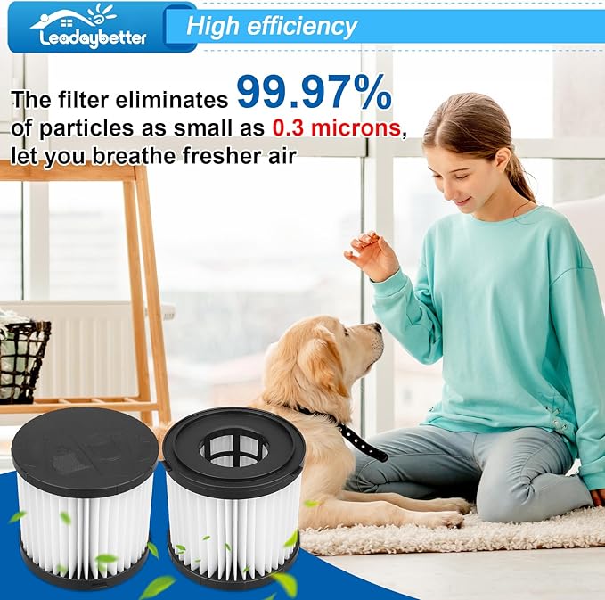 Leadaybetter 2 Pack Filter Replacement for Ryobi 18V ONE+ Wet/Dry Vacuum PCL733, PCL734, P3240, Also Compatible with HART 20-Volt 2-Gallon Wet/Dry Vac HPWD01B, Replace Part# A32VC05, A32RF08