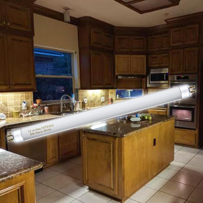 8 Pack F8T5/WW Fluorescent Bulbs Warm White, 12 inch Under Cabinet Light Bulb, T5 8 Watt Fluorescent Tube Soft White, G5 Mini Bi 460 Lumens No Dimmable