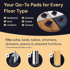 CasterMaster Square Rubber Furniture Pads - 4-Pack, Brown, 5in x 5in - Non Slip Furniture Pads for Hardwood Floors - Floor Protectors for Chairs & Rubber Feet - Stoppers to Prevent Sliding