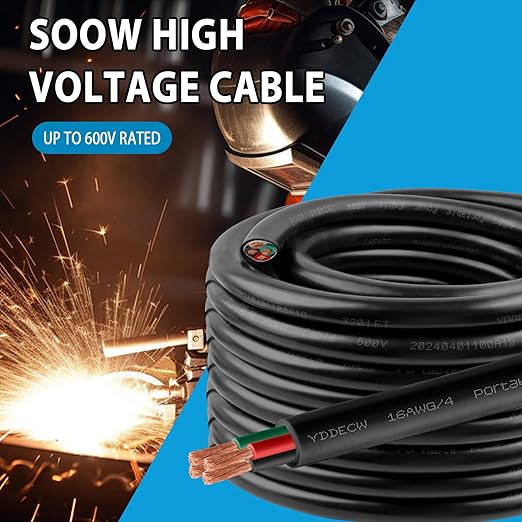 200ft 16/4 16 AWG Portable Power Cable (4 Conductor) - SOOW 600V 16 Gauge Electric Wire for Motor Leads, Portable Lights, Battery Chargers and Machinery - 4 Conductor - 200 Feet Electrical Cord