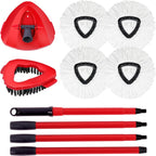 4 Packs Spin Mop Replacement Heads Compatible with Oceda EasyWring 1-Tank System,4-Section Rotatable Mop Handle 30-58in ,Mop Scrub Brush and Base Combo Set,Mop Refills Easy to Replace and Cleaning