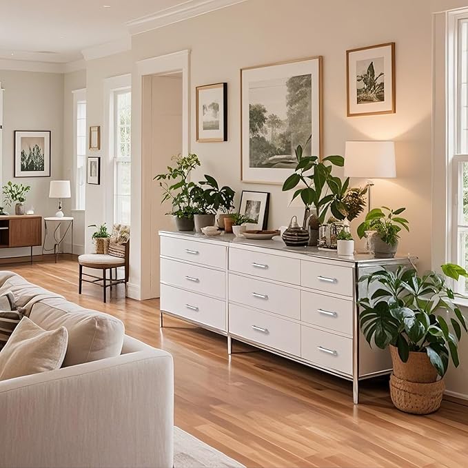 10 Pack 5 Inch(128mm) Hole Center Polished Chrome Modern Cabinet Pulls Kitchen Cabinet Handles Kitchen Cabinet Hardware Timeless Drawer Pulls for Dresser Cupboard Wardrobe, Chrome(5x10)