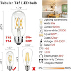 LiteHistory E26 LED Bulb 6W Equivalent e26 led Bulb 60 Watt Dimmable Warm White 2700K E26 Edison Bulb AC120V 600lm Tubular T14 T45 LED Bulb for Pendant, Sputnik,Vanity,Chandeliers Pack of 6