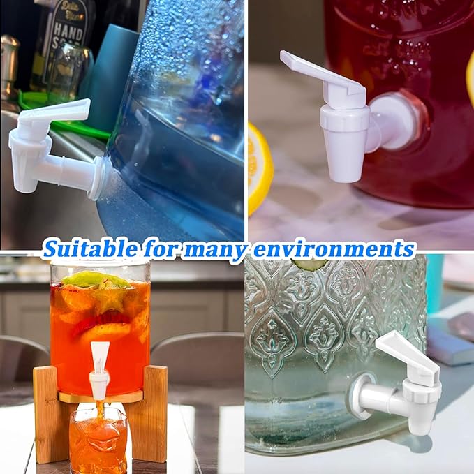 Replacement Cooler Faucet Water Bottle Jug,Water Dispenser Tap Set,BPA-Free Plastic Spigot Spout Water Beverage Lever Pour Dispenser Valve,Water Crock Tap (2 White)