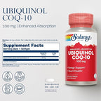 Solaray Ubiquinol CoQ-10 100 mg - CoQH2, Reduced CoQ10 for Enhanced Absorption - Energy and Heart Health Support - 60-Day Guarantee - 30 Servings, 30 Softgels