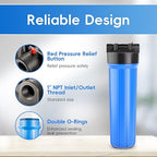 iSpring HB28B Whole House Water Filter Housing, 20" x 4.5" Universal Housing for Whole Home Water Filtration w/ 1" NPT Ports Pre-Filtration System