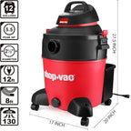 Shop-Vac 5983089 12 Gallon 5.5 Peak HP Wet/Dry Vacuum, 2.5 Inch Diameter x 8 Foot Hose, 12 Foot Cord, Ideal for Jobsite, Garage & Workshop