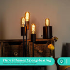 AMDTU E26 Edison Bulbs 60 Watts Equivalent, 600 Lumens LED Bulbs 7W, Ultra Filament Spiral E26 Base Edison LED Bulbs Dimmable, Warm Yellow 2200K T45 Amber Glass Tubular Light Bulbs 2 Pack