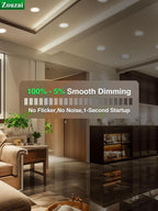 zouzai 24 Pack 6 Inch Black 5CCT Reset Ultra-Thin LED Recessed Ceiling Light with Junction Box, 2700K/3000K/3500K/4000K/5000K Selectable, 12W Eqv 110W,Dimmable- ETL and Energy Star Certified