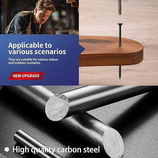 #10 x 4 Inch Deck Screws (412Pcs) 8lb. Carbon Steel, Green, Flat Head, Rust Resistant epoxy Coated, with T25 Star Bit
