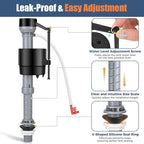 Universal Toilet Fill Valve Replacement Kit, Toilet Repair Kit Inside Tank, Height Adjustable & Water-Saving, Quiet & Anti-Siphon, Easy to Install (1-Pack)