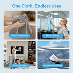 Nanoscale Microfiber Cloths 15.55”x 15.55”, Glass Window Mirror Stainless Steel Car Cleaning, Streak-Free, Lint-Free, Super Thick & Absorbent, Reusable, 6 Pack (White)