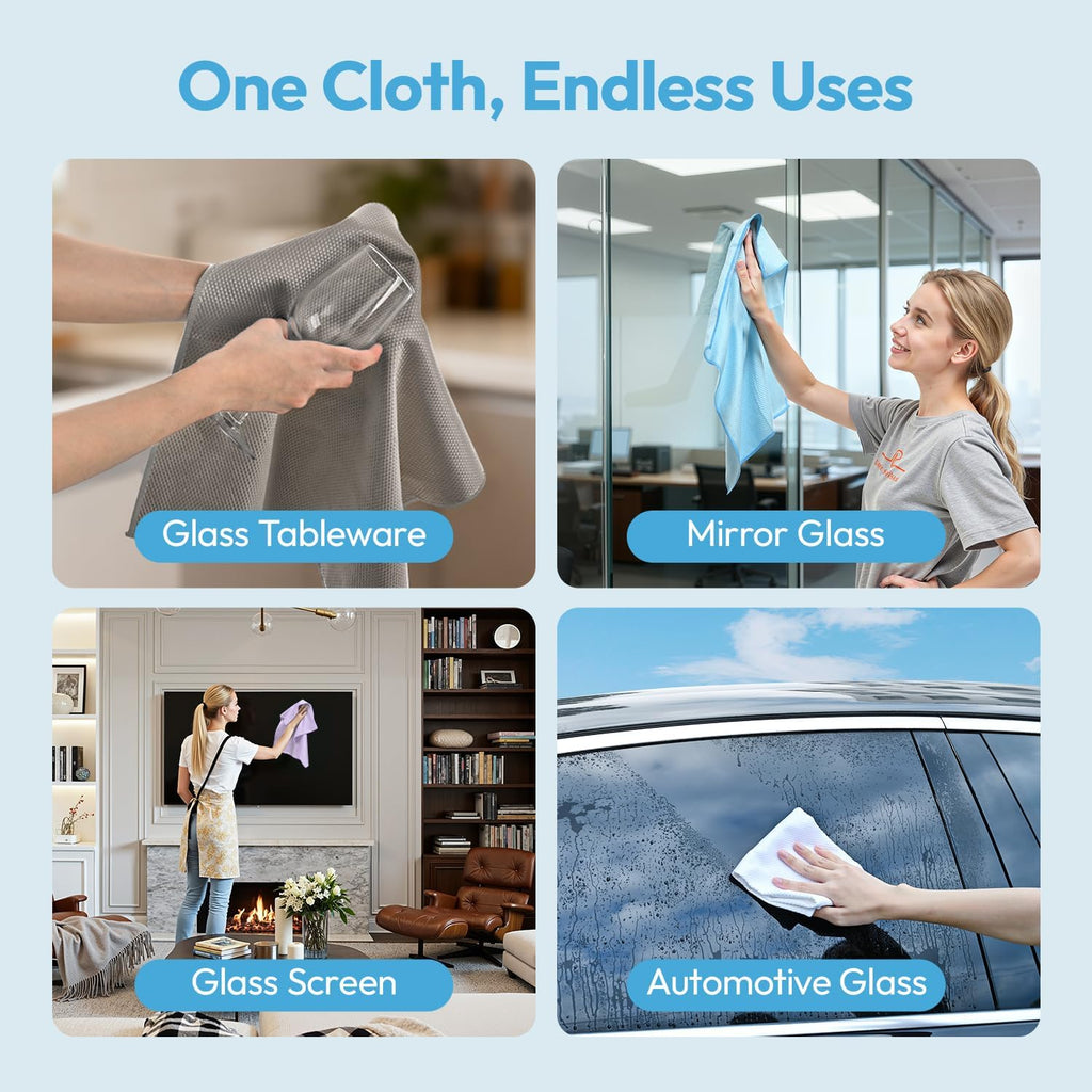 Nanoscale Microfiber Cloths 15.55”x 15.55”, Glass Window Mirror Stainless Steel Car Cleaning, Streak-Free, Lint-Free, Super Thick & Absorbent, Reusable, 6 Pack (Gray)