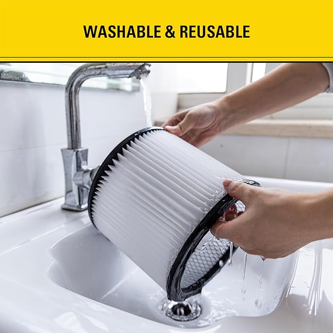 Stanley 08-2501 High Efficiency Shop Vac Filters, Replacement Cartridge Filter Fit for Most 5-18 Gallon Wet Dry Vacuum Cleaners, Shop Vacuum Wet and Dry Accessories Replacement Parts, 08-2501