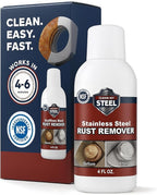 Stainless Steel Rust Remover and Stain Cleaner | NSF Approved | Non-Toxic & Food Safe | Quickly Cleans Commercial Equipment, Appliances, Grills, Sinks, and Tools – 4 oz