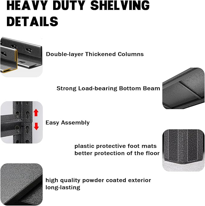 Metal Garage Storage Shelves Heavy Duty Shelving Unit 4 Tier Steel Adjustable Organizing Shelves 2500 LBS Capacity Industrial Shelving Ideal for Garage Tote Pantry Basement Outdoor, 54”Hx20”Wx14”D