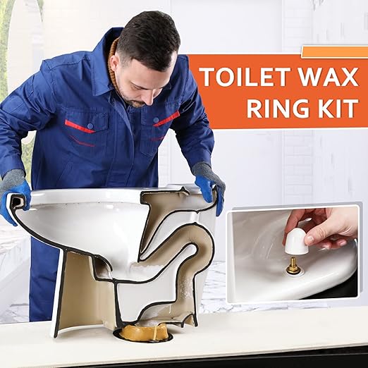 Extra Thick Toilet Wax Ring Kit Include Closet Bolts, Bolt Caps, Thick Flange and Retainer Washers, Fits 3 Inch and 4 Inch Waste Lines for Toilet Gas Odor and Watertight Sealing