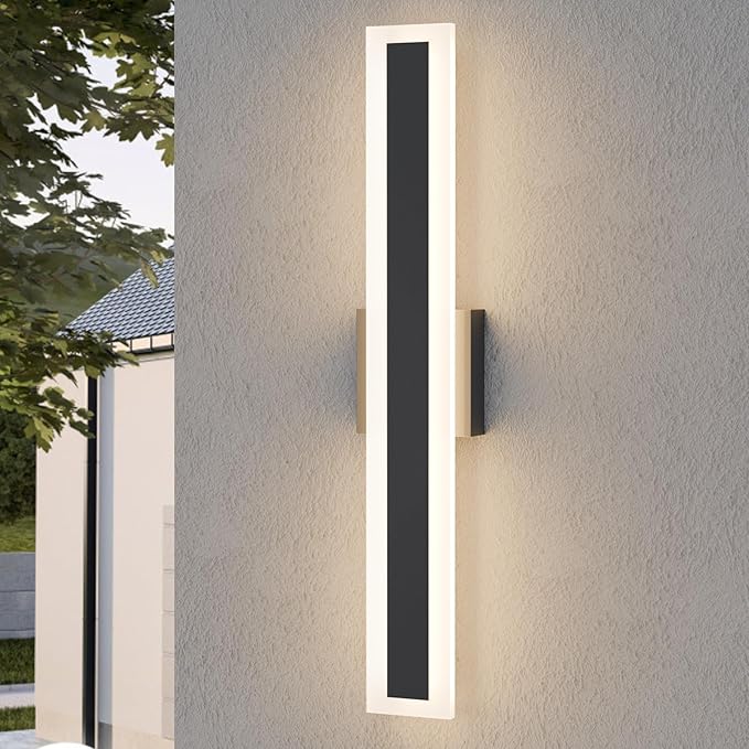 LamQee 23.6 Inch Long Outdoor Wall Lights Modern Exterior Lighting Fixtures for House, Waterproof 3000K 19W 950LM LED Linear Outdoor Wall Sconces Lighting for Porch Patio Garage Door Yard Indoor