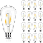 16 Pack LED Edison Bulbs 40w Equivalent, 4 Watt LED Filament Bulb, 3000K Warm White ST19 Light Bulb, 450lm E26 Vintage Bulbs for Ceiling Light Fixture, Not Dimmable