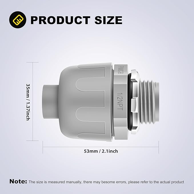 150 PCS 1/2" Liquid Tight Connector NPT Non-Metallic for PVC Electrical Flexible Conduit Fittings - Sturdy, Quick Installation, UL Listed for Home Outdoor Tubes Tools