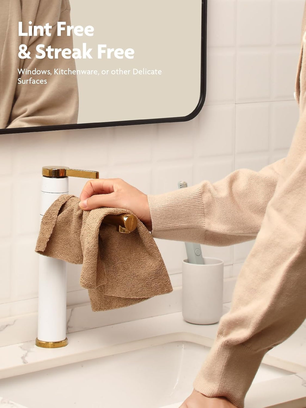 Fantasticlean Microfiber Cleaning Cloth Roll -90 Pack, Tear Away Microfiber Towels, 12" x 12", Reusable, Washable, Scratch Free, Ultra Absorbent for Car, Home Supplies, Shop (Tan)