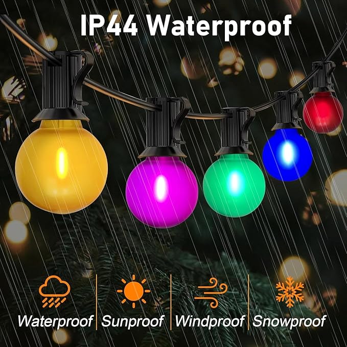 25 Pack G40 Frosted Multi-Color LED Replacement Bulbs, Shatterproof LED Globe Light Bulbs for Indoor Outdoor Christmas String Lights, 0.6W Energy Saving String Light Bulbs, E12/C7 Candelabra Base