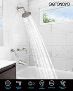 gotonovo 3 Handle Tub Shower Faucet Set, Bathtub Shower Fixture,Bathroom Tub and Shower Faucet Combo Shower System Complete Tub and Shower Trim Kit with 6 Settings Showerhead Brushed Nickel