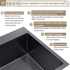 SHACO 33x22 Black Drop In Kitchen Sink, 33 Inch Large Top Mount Gunmetal Black Farmhouse Sink, Single Bowl Basin 16 Gauge SUS304 Stainless Steel Wet Bar Prep Sink