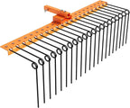 Tow Behind Landscape Rake, 48" Tow Dethatcher with 17 Steel Coil Tines, Lawn Dethatcher Rake Attaches to 48" or 60" Toolbars and 3-Point Suspension Systems, for Leaves, Pine Needles, and Grass, Orange