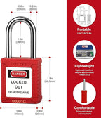 Lockout Tagout Locks 6-Pack｜OSHA Red Loto Locks Keyed Different｜2 Keys/Lock for Industrial Machinery & Electrical Panels｜Chrome Steel & Laser Coding