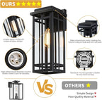 13.8'' Outdoor Wall Light Fixtures 1 Pack, Black Porch Lights Outdoor Lighting for House, Exterior Lighting Fixtures Wall Lanterns, Waterproof Modern Outside Sconce Lights for Patio Garage (No Sensor)