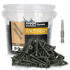 Deck Screws #8 x 1-5/8’’, T25 Star Torx Drive Flat Head Wood Screws, Green, 5lb