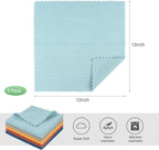 SINLAND Microfiber Dish Cloth for Washing Dishes Rags Best Kitchen Washcloth Cleaning Cloths with Poly Scour Side Popcorn Texture 5 Color Assorted 12Inchx12Inch 5 Pack