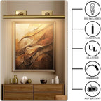 Picture Light, 30in Hardwired Picture Lights for Wall, Dimmable Wall Sconces Poster Light, Brass 4 Lighting for Paintings Frames Art Display Gallery Bedroom Living Room-Included Bulbs(Gold)