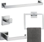 Brushed 4-Piece Bathroom Hardware Set Premium Stainless Steel Bath Towel Bar Sets Wall Mounted Square Bathroom Accessories Kit, 23.6 Inch Brushed Nickel