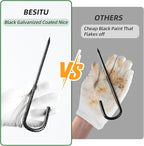 12 Inch Rebar Stakes J Hook Ground Stakes 32-Pack Heavy Duty Galvanized Chain Link Fence Stakes Metal Tent Stakes for Outdoor Lawn Decorations Inflatables Canopy Swing Set