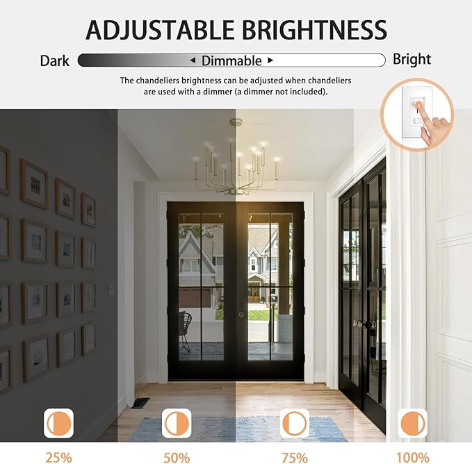 Qamra Modern Farmhouse Gold Chandelier for Dining Room, 12-Light Rustic Candle Chandelier Light Fixture, Industrial Hanging Chandeliers Lighting for Living Room, Kitchen, Staircase, Entryway, Foyer