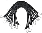 15" Rubber Bungee Cords with Hooks, Heavy Duty EPDM Bungee Cord with 150% Max Stretch, Heavy Duty Bungee Straps for Securing Tarps, Canvases, Cargo, Motorcycle, Weatherproof, Pack of 10