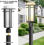 Outdoor Post Light Fixture - Aluminum Lamp Posts Outdoor Lighting, Outdoor Lightpost Lantern with 3-Inch Pier Mount Base Outside Pole Lighting for Porch Garnden (17.3''H, 1 pc)