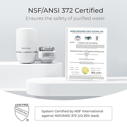 Waterdrop Sink Filter Water Faucet for Skin Care, Bathroom Faucet Filter, 320 Gallons, NSF Certified Water Purifier, 0.01μm Ultra-Filtration System, Reduces Chlorine Lead-Free Material, 1 Filter White